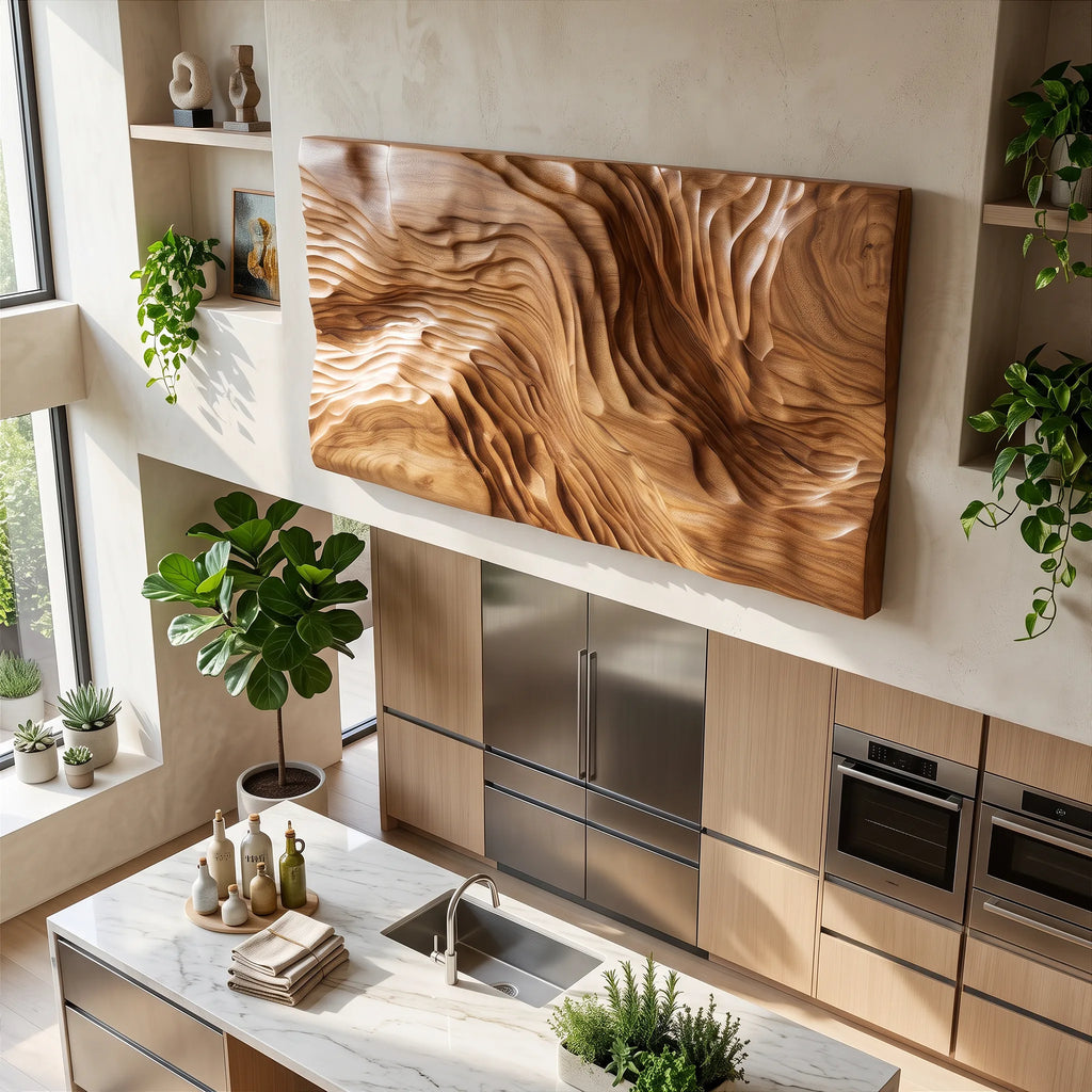 Organic Large Wood Wall Art For Modern Entryway