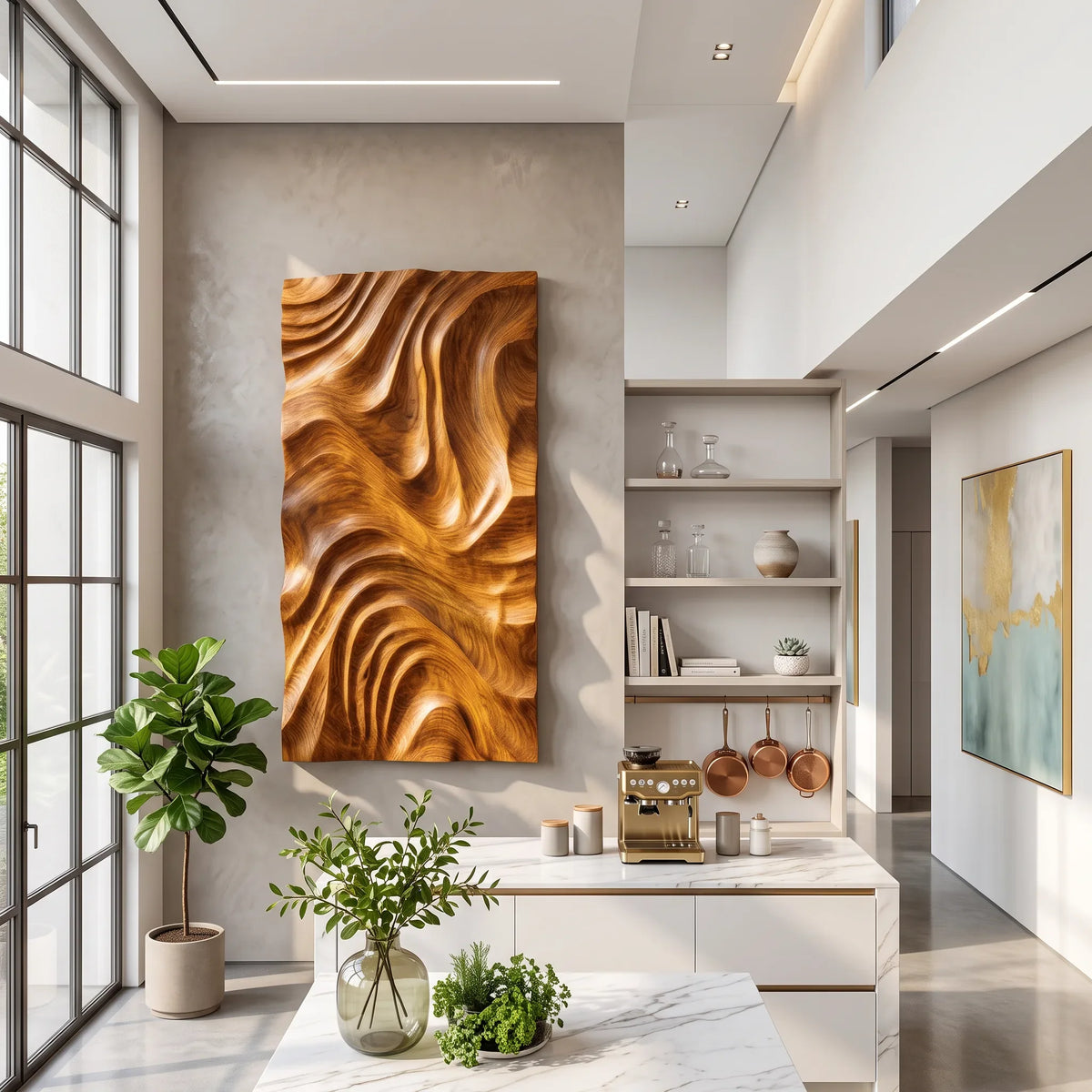 Minimalist Wooden Wall Art For Modern Bathroom