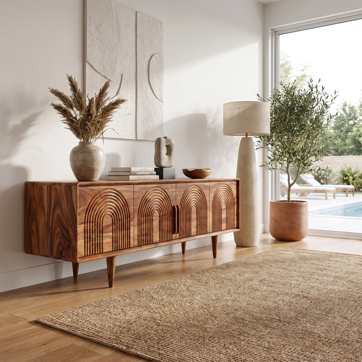 Refined Sideboard Cabinet Dining Sideboard Buffet Cabinet Arch Carving For Dining Room