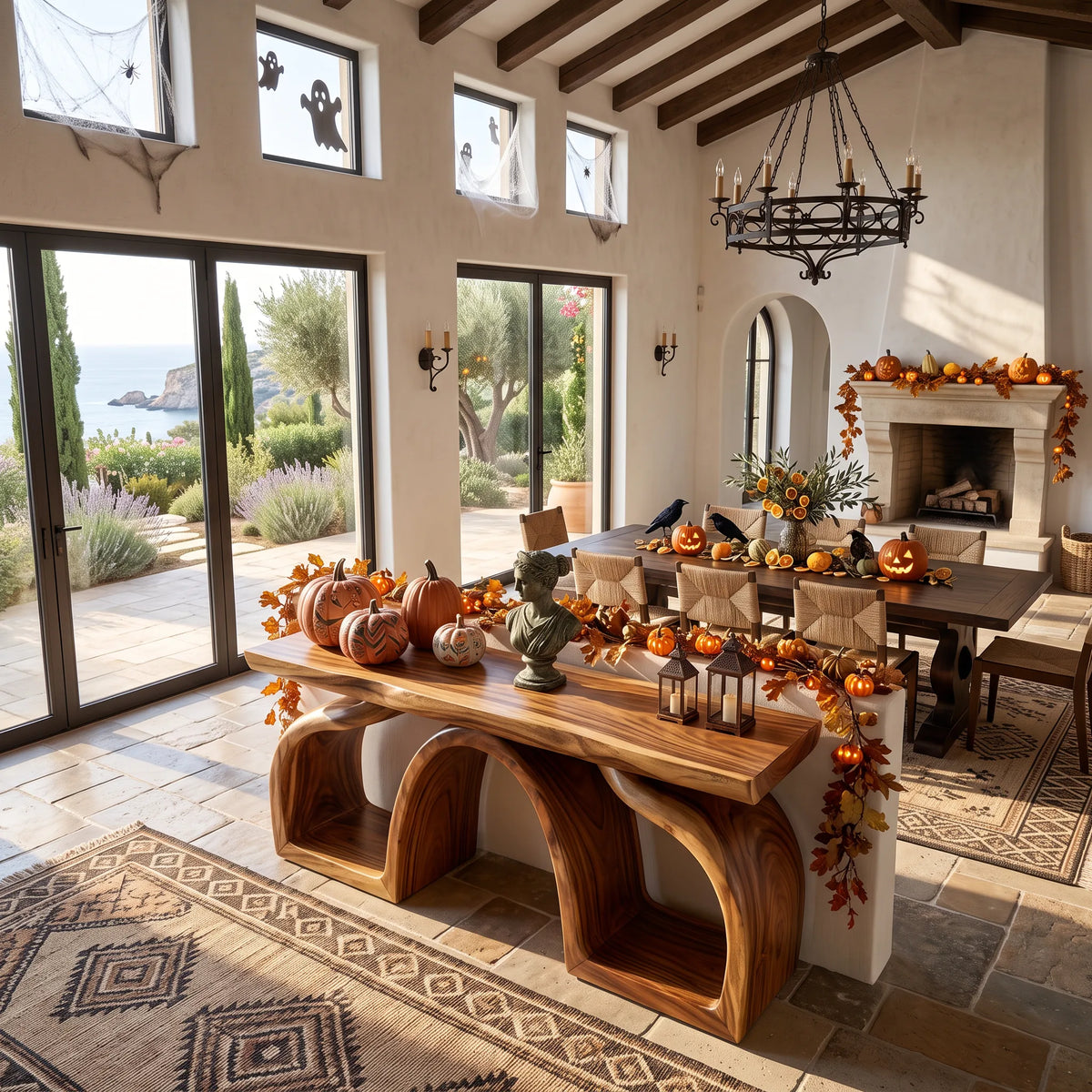 Rustic Pumpkin Live Edge Console Table Coastal Home