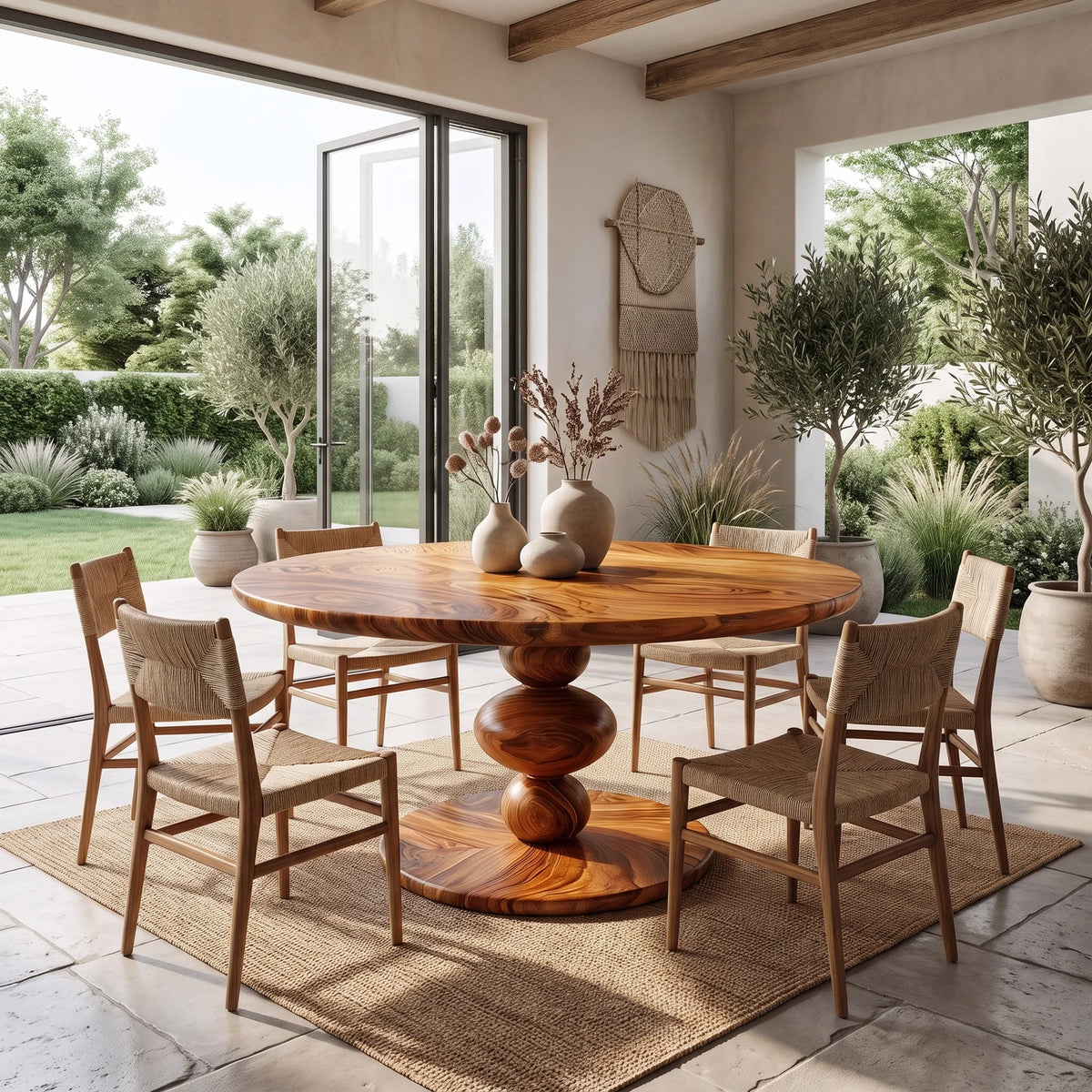 Elegant Round Dining Table Modern Dining Table Stacked Pedestal For Dining Room