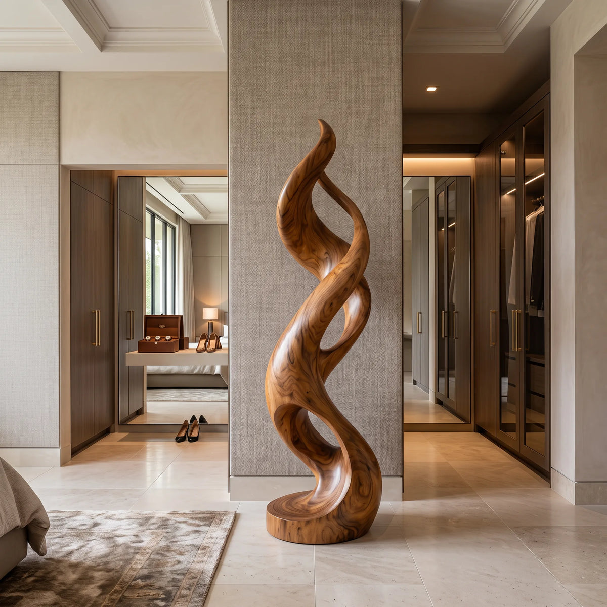 Coastal Abstract Wood Sculpture For Modern Outdoor Patio Decor