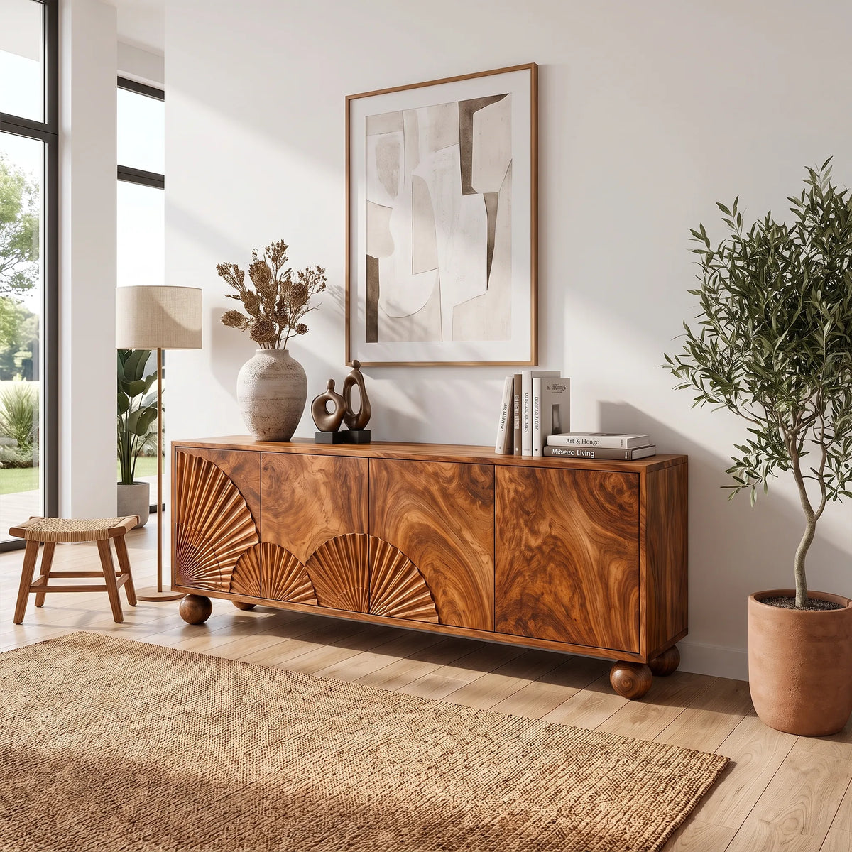 Graceful Sideboard Dining Sideboard Cabinet Buffet Cabinet Fan Carved Front For Dining Room
