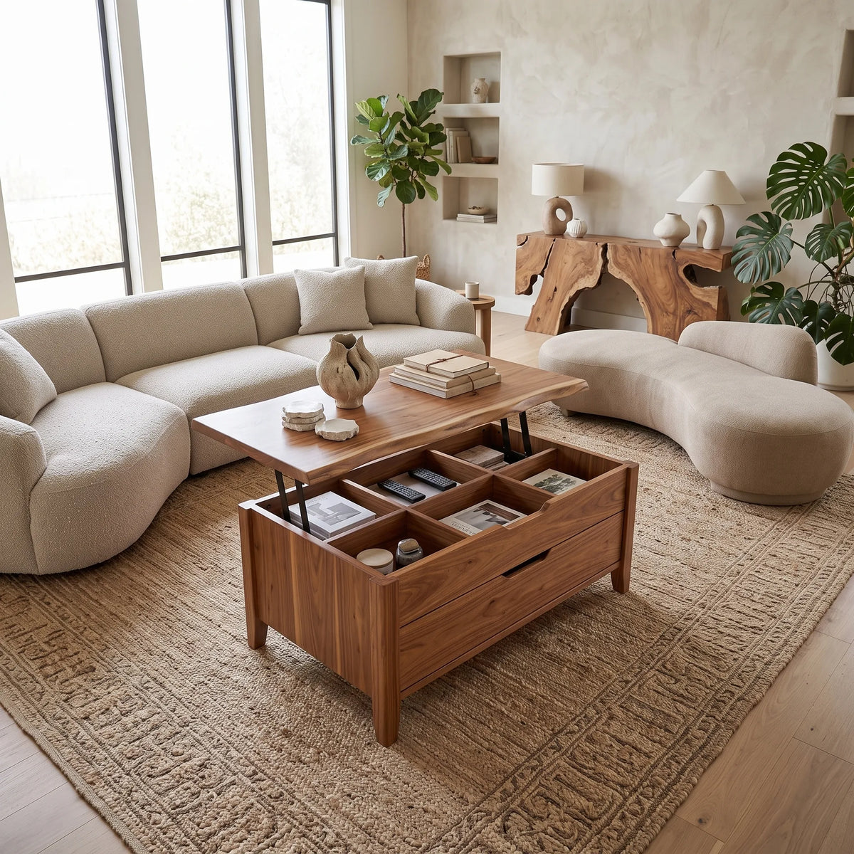Farmhouse Lift Top Coffee Table Modern Family Room