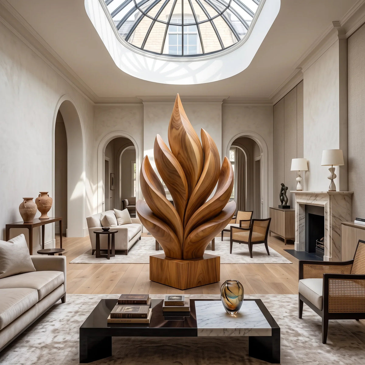 Modern Farmhouse Wooden Leaf Sculpture For Luxury Patio Decor