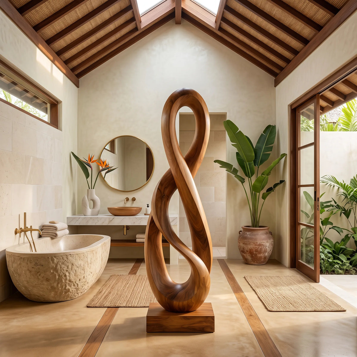 Handcrafted Infinity Wooden Sculpture For Mediterranean Home Decor