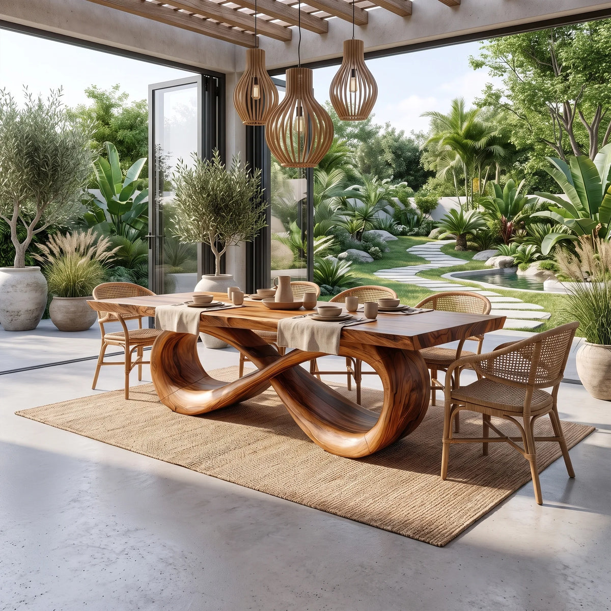 Serene Modern Dining Table Rectangle Dining Room Table Infinity Base For Dining Room