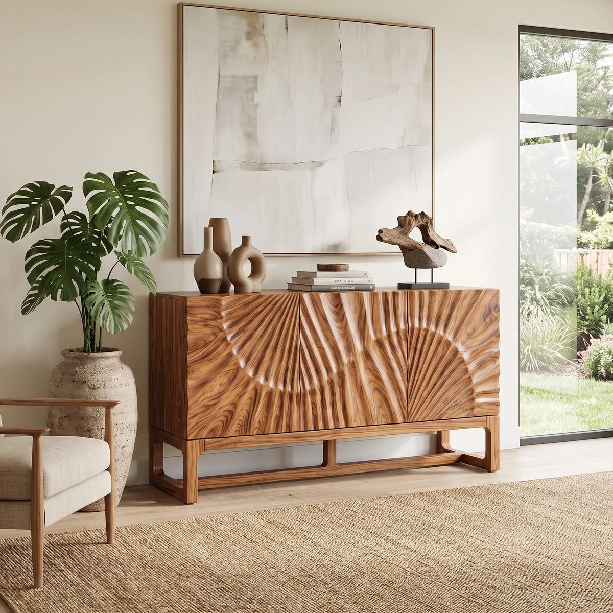 Artistic Sideboard Sideboard Storage Cabinet Modern Sideboard Sunburst Relief For Living Room
