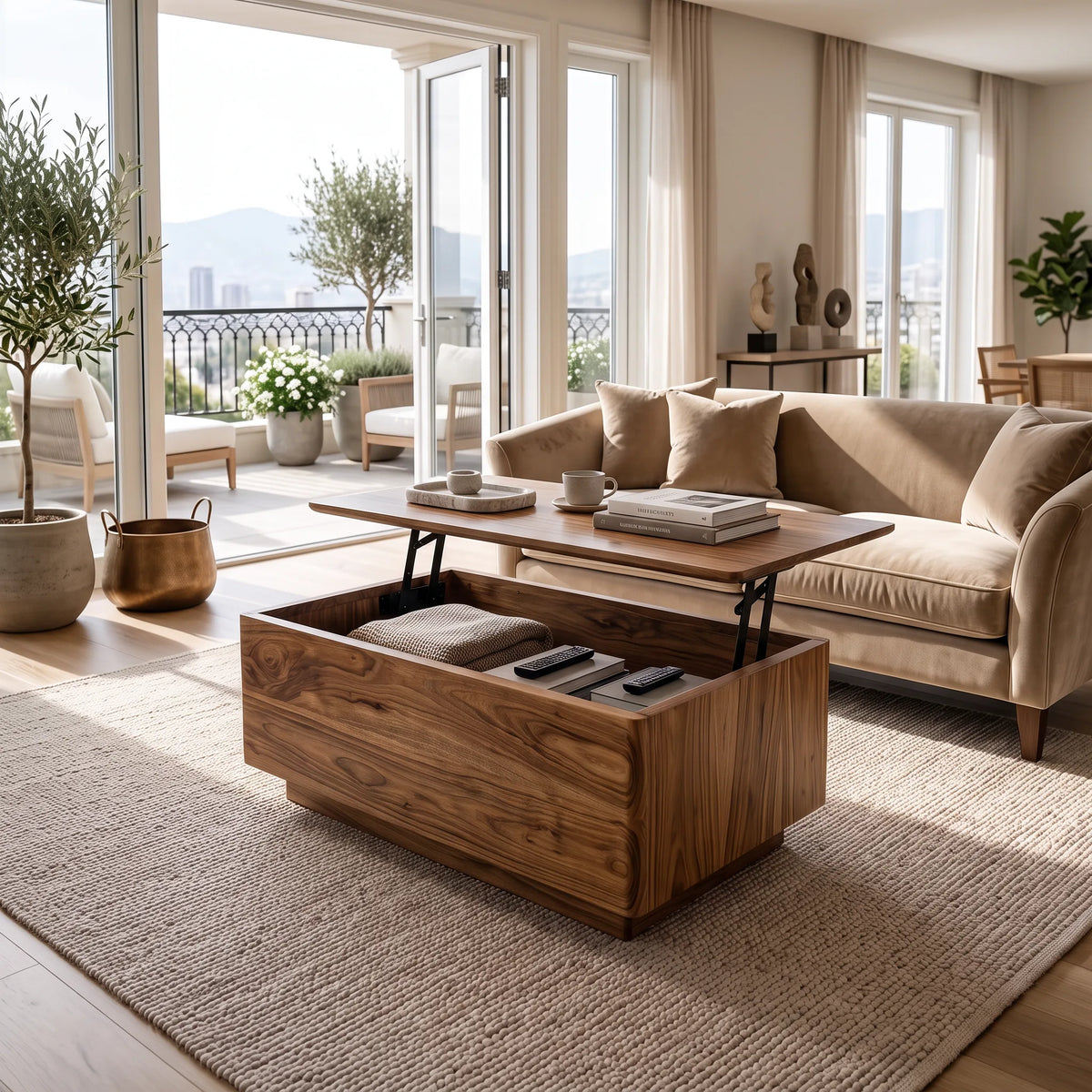 Farmhouse Lift Top Coffee Table Family Living Room