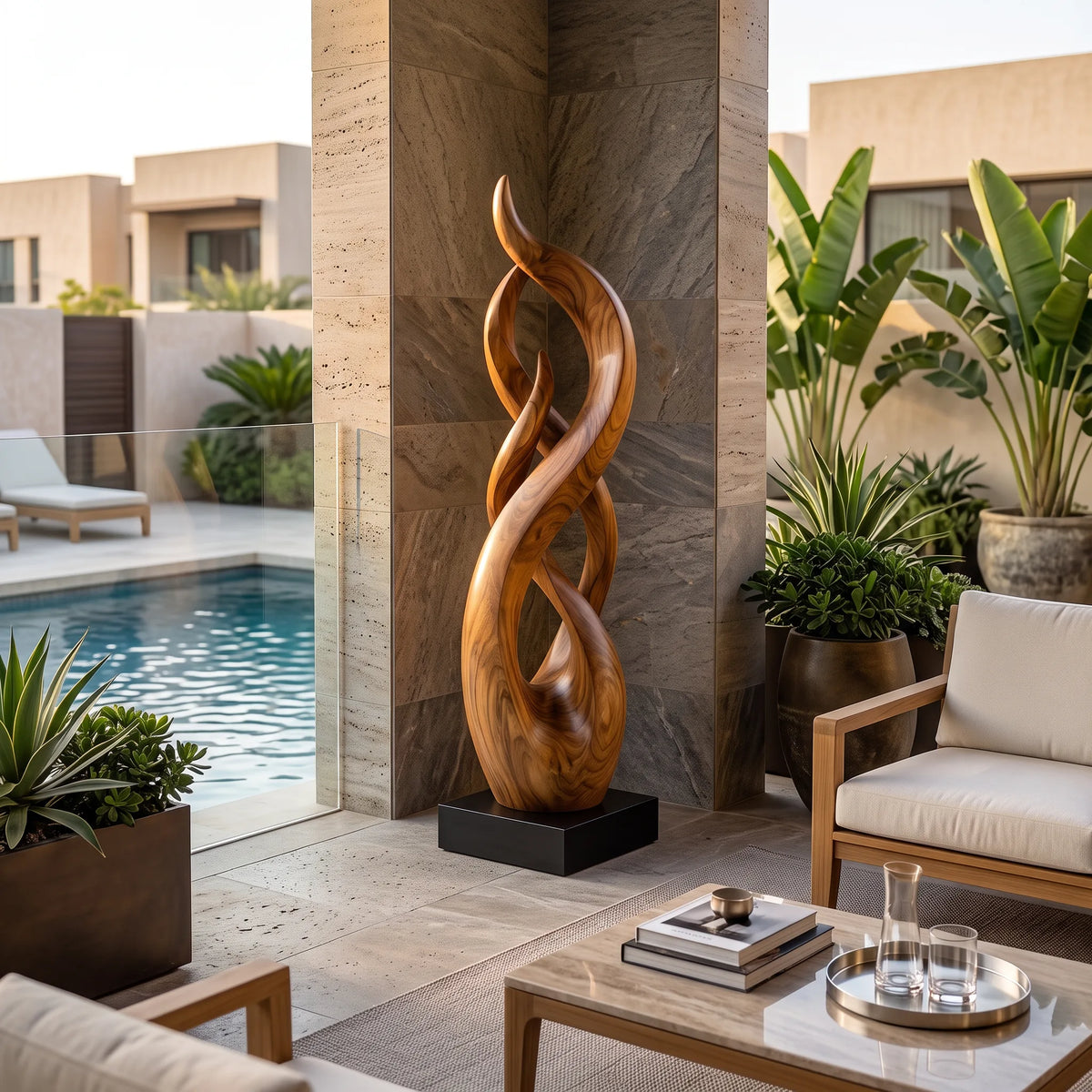 Rustic Abstract Wood Sculpture For Elegant Living Room Decor