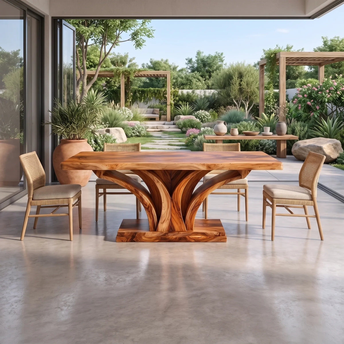 Organic Dining Table Rectangle Wood Dining Room Table Branch Pedestal For Dining Room