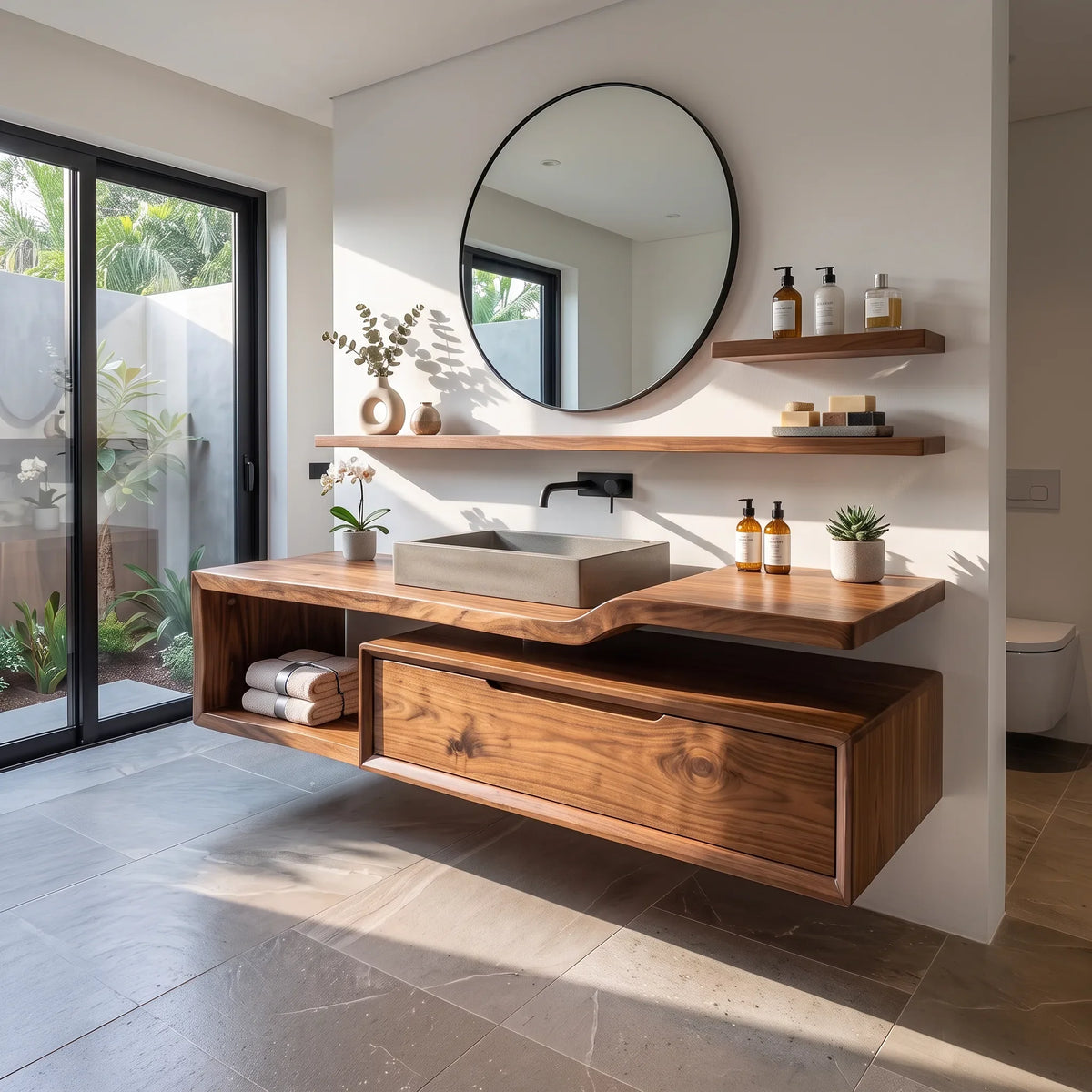 Mid Century Bathroom Vanity Cabinet Spa Bathroom