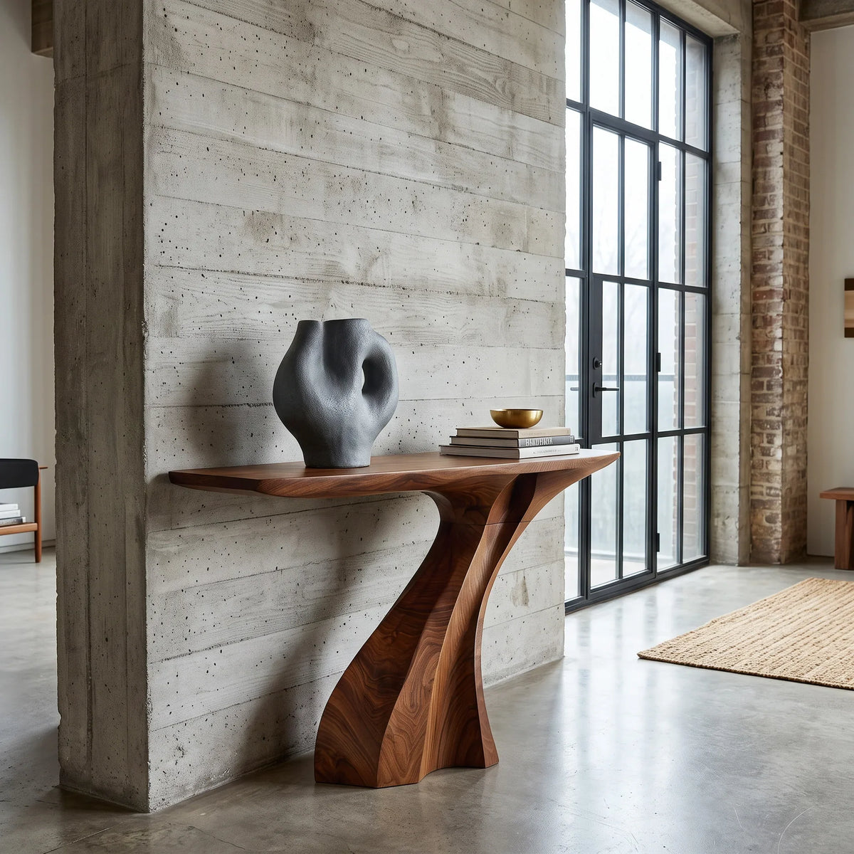 Modern Sculptural Pedestal Console Table For Hallway