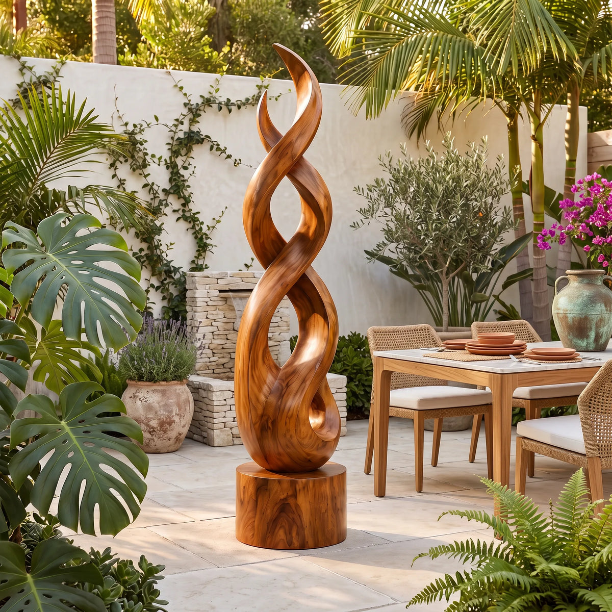 Organic Modern Wooden Sculpture For Luxury Entryway Decor