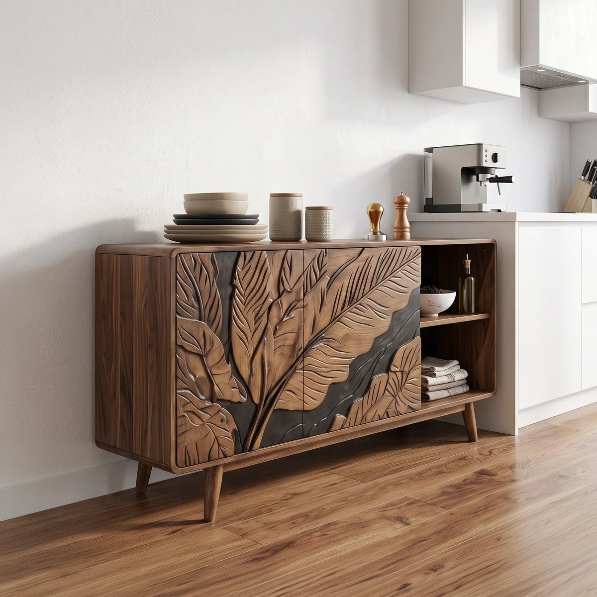 Handcrafted Botanical Credenza Living Room