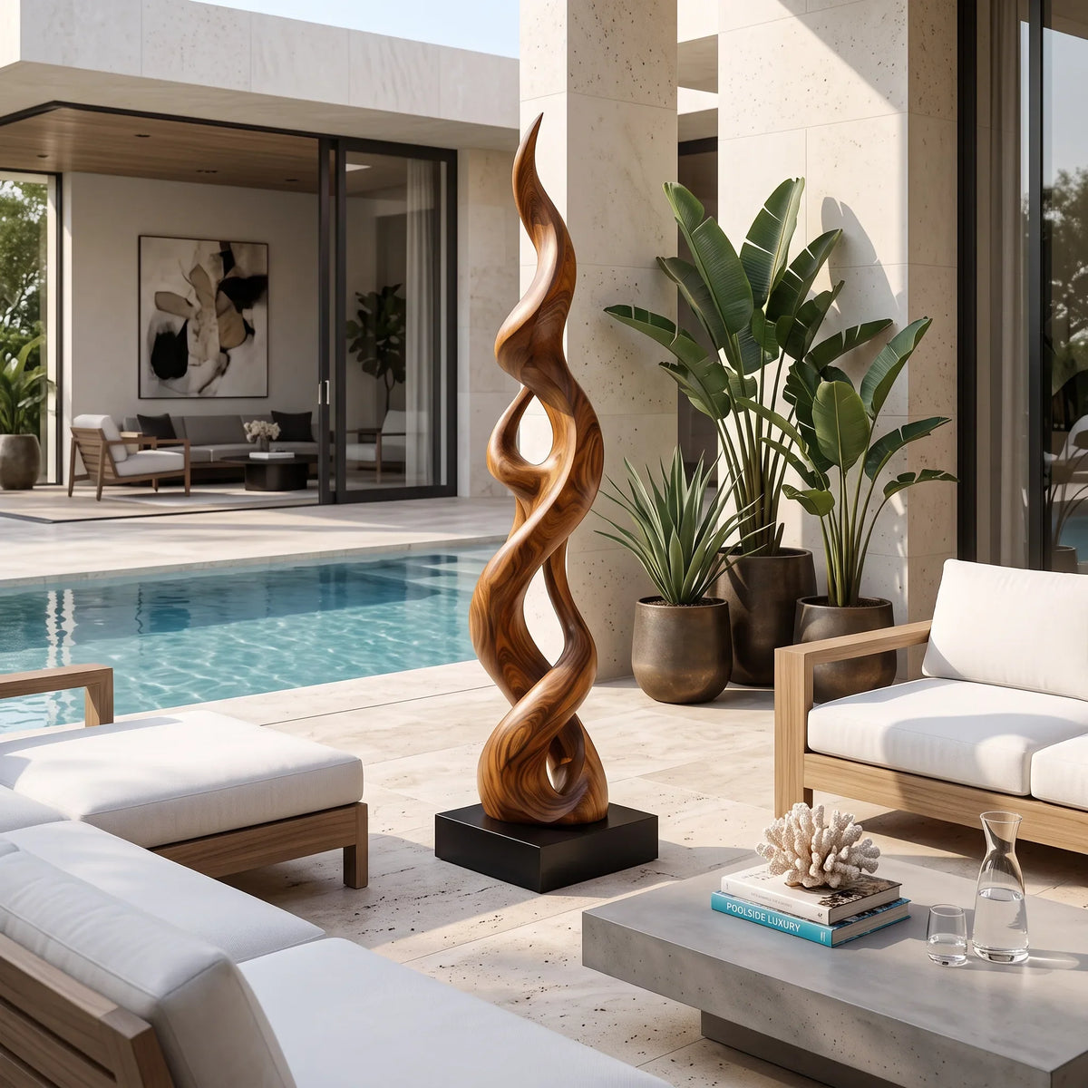 Contemporary Abstract Wood Sculpture For Modern Entryway Home Decor