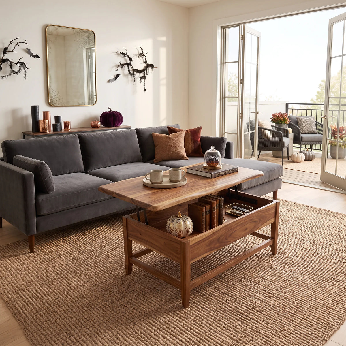 Rustic Pumpkin Lift Top Coffee Table Country Home