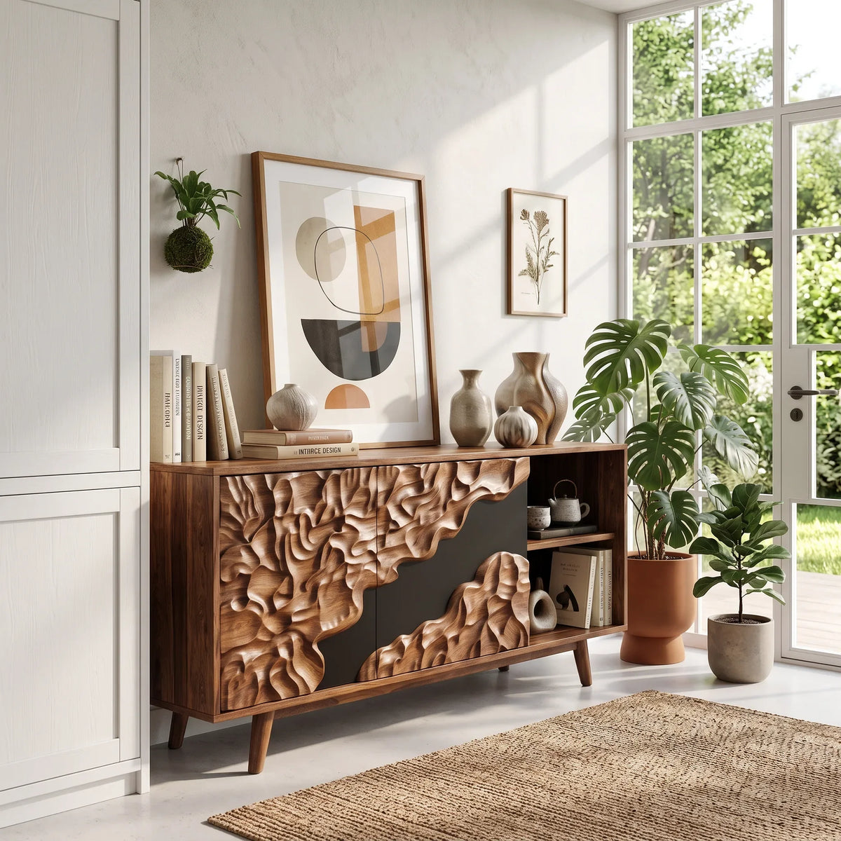 Organic Carved Buffet Cabinet Living Room