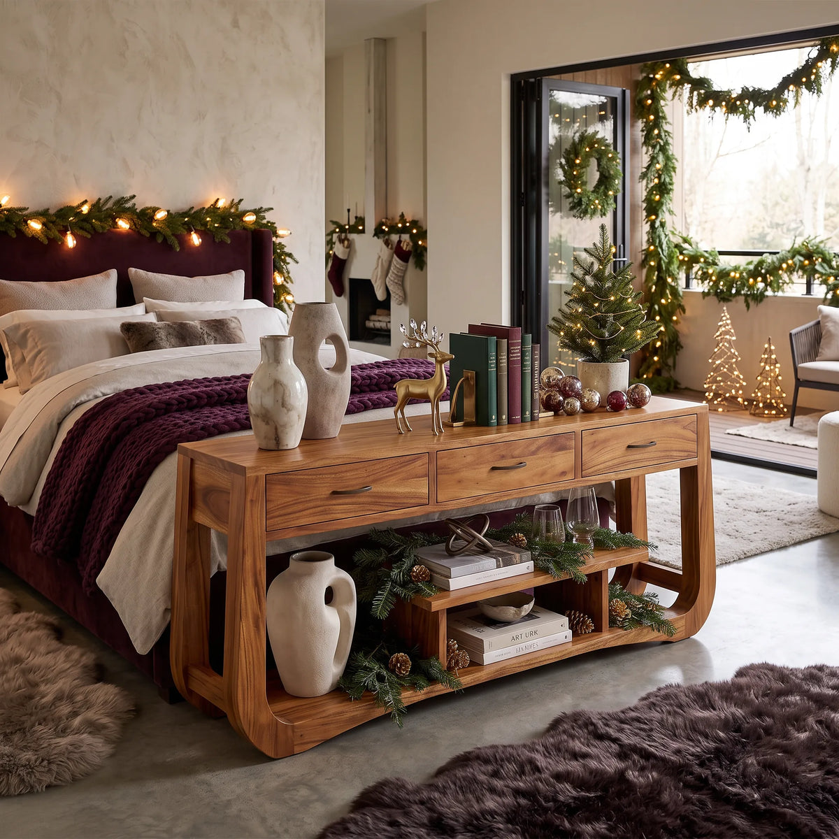 Farmhouse Christmas Behind Couch Table Modern Bedroom