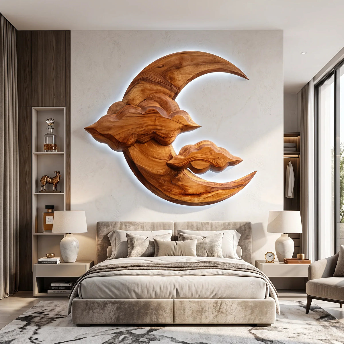 Organic Wooden Wall Sculpture For Luxury Bathroom
