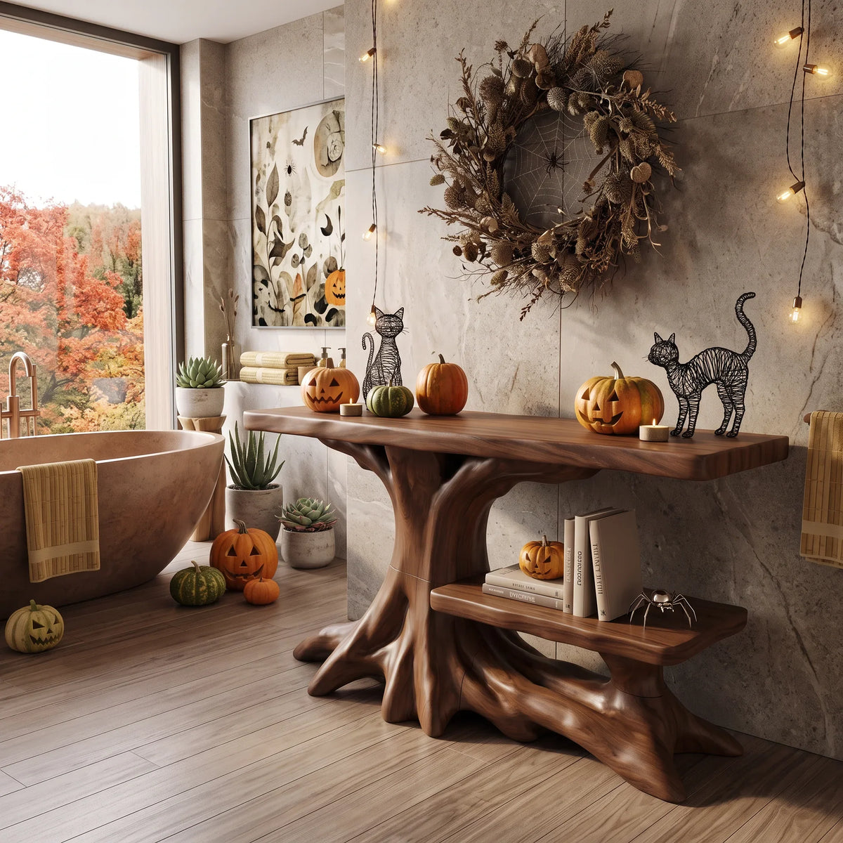 Farmhouse Halloween Entryway Console Table Modern Foyer