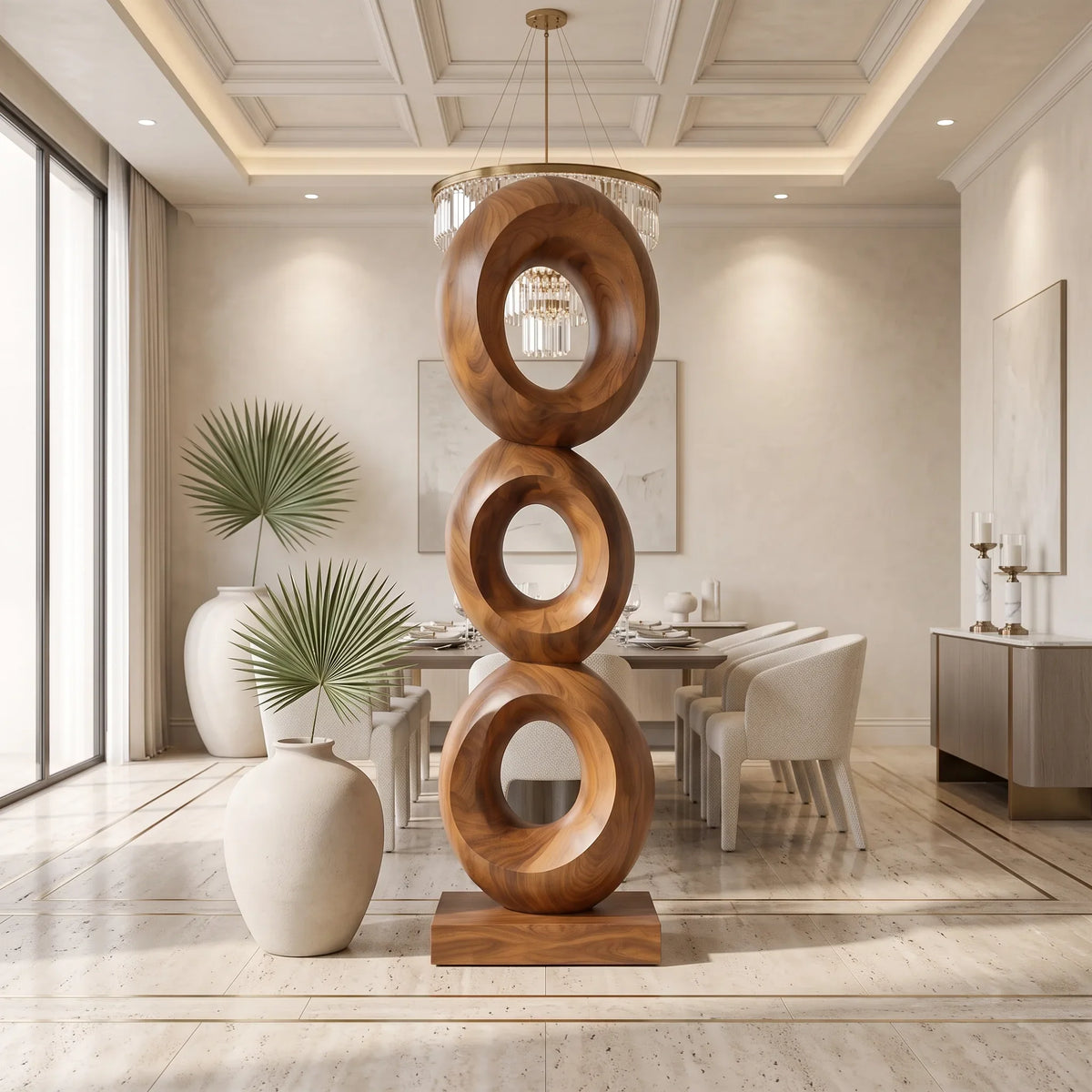 Organic Modern Wooden Sculpture For Rooftop Terrace Decor