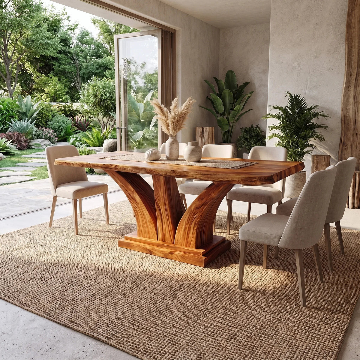 Urban Dining Table Rectangle Dining Room Table Sculptural Pedestal For Apartment Dining Room