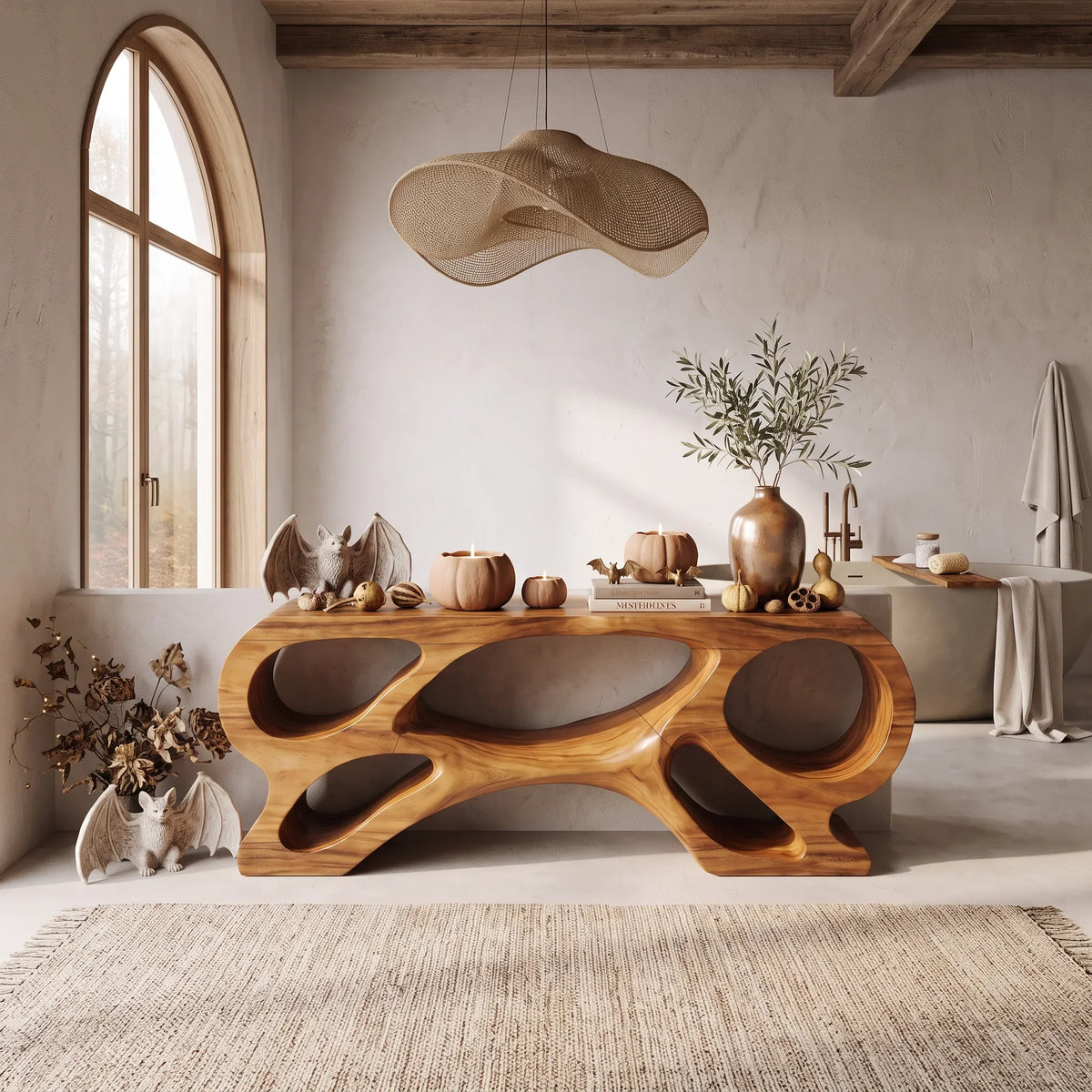 Modern Pumpkin Long Console Table Luxury Living Room