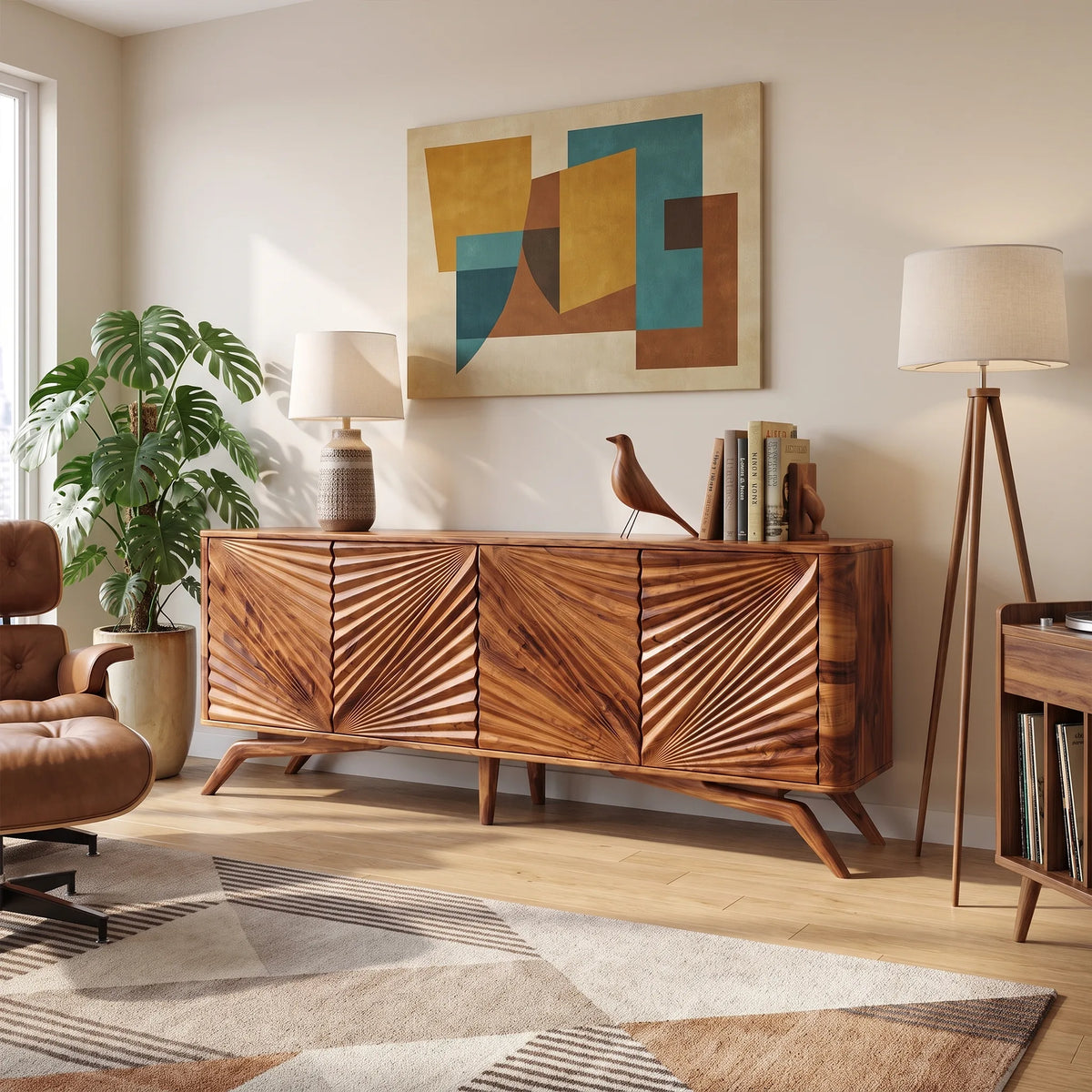 Elegant Sideboard Cabinet Dining Sideboard Buffet Cabinet Radiating Carved Doors For Dining Room