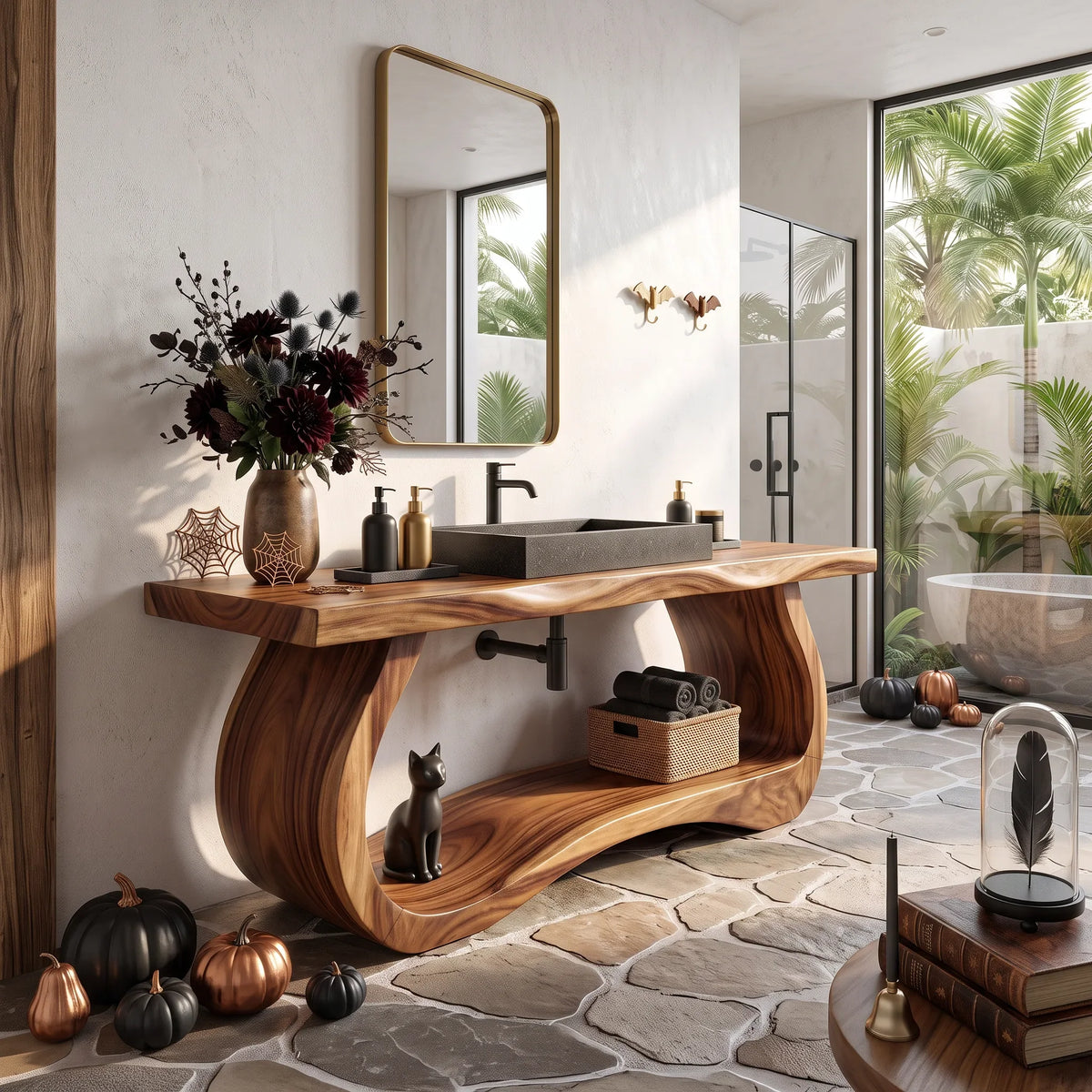 Mid Century Wood Bathroom Vanity Spa Bathroom