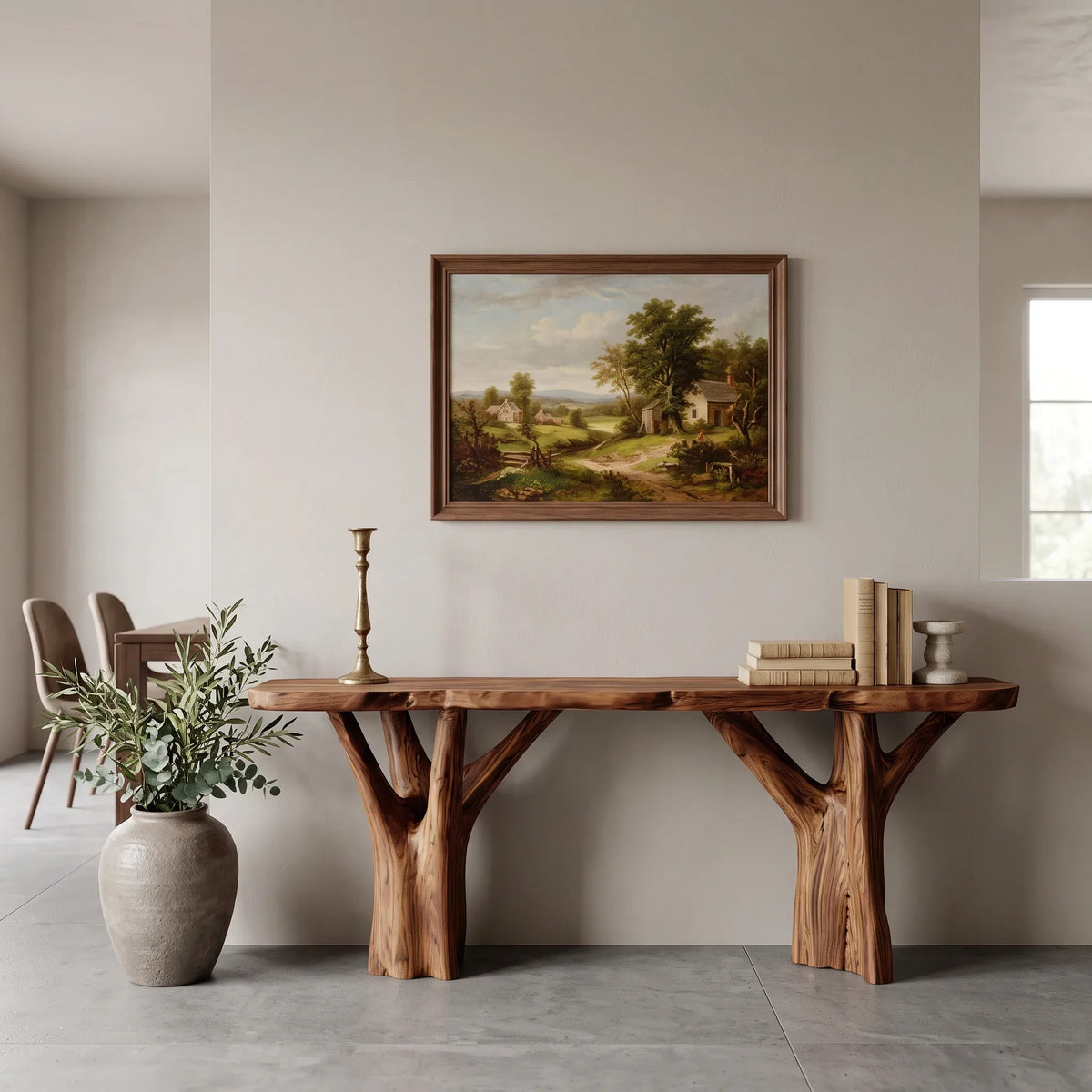 Live Edge Branch Console Table For Modern Hallway