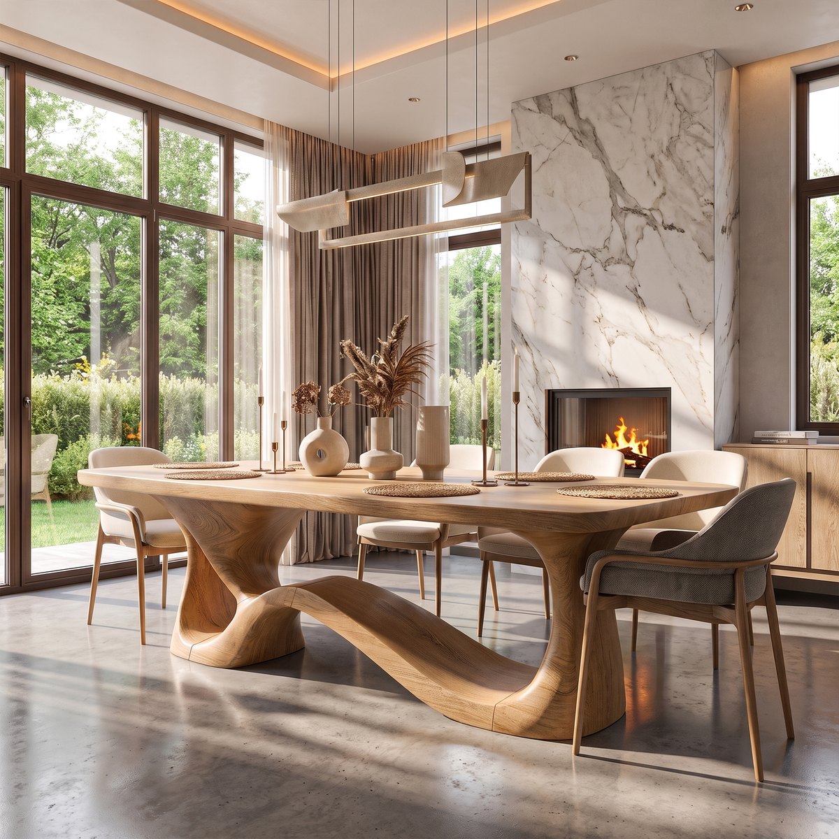 Rustic Halloween Dining Table With Flowing Natural Form Base For Dining Room