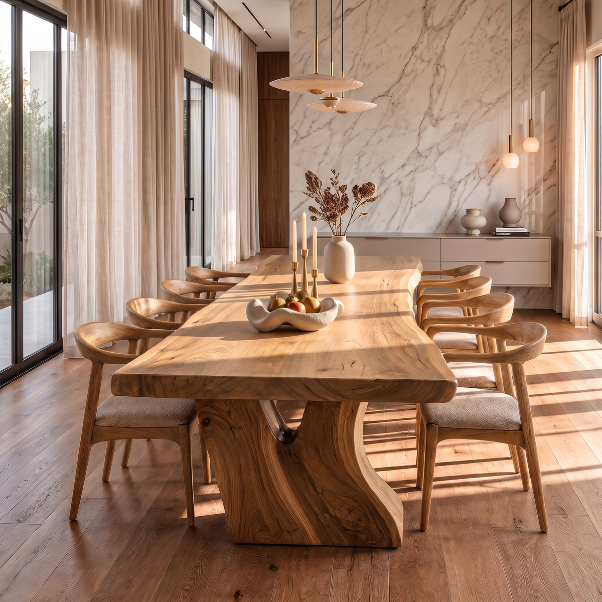 Natural Dining Table With Sculpted Root Inspired Legs For Dining Room