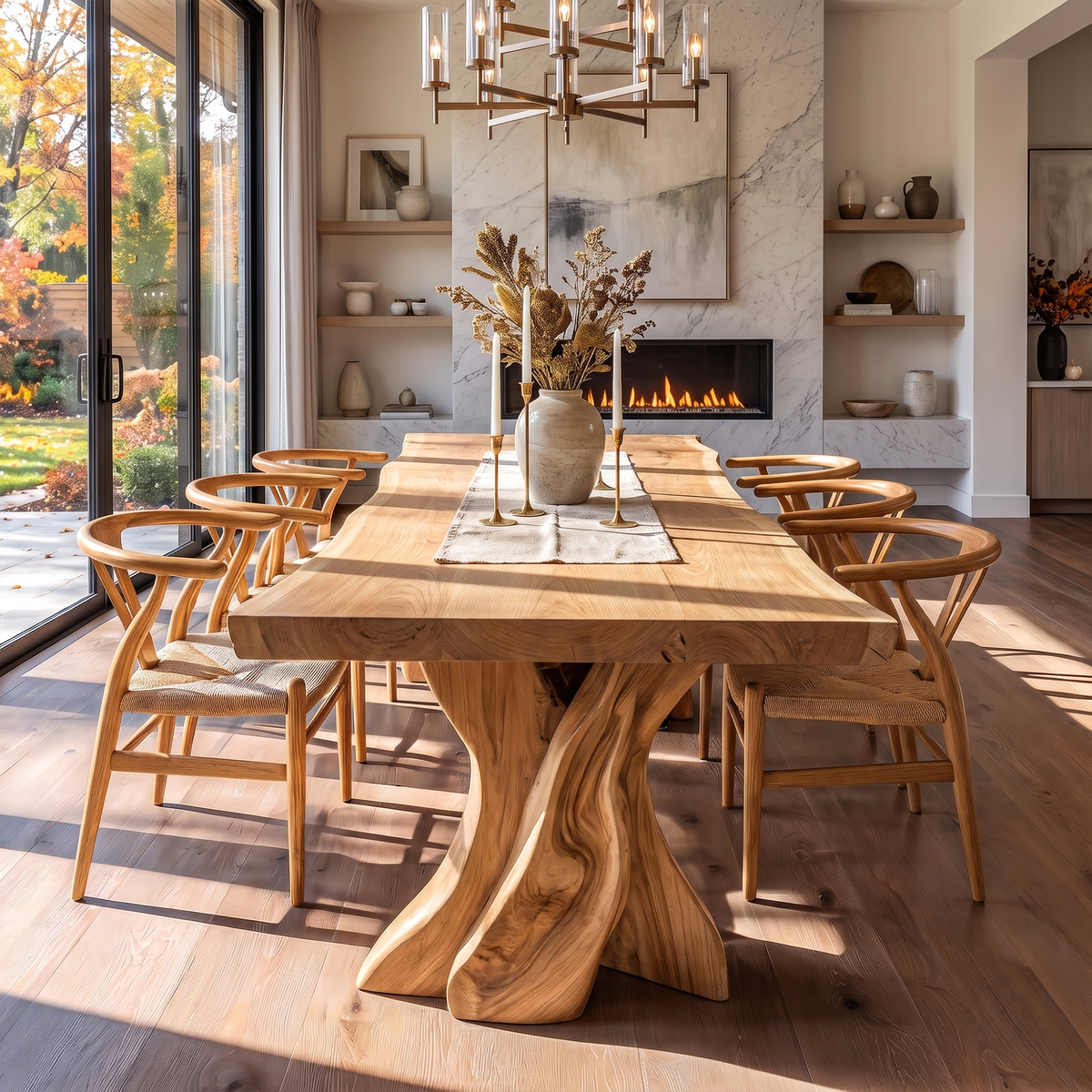 Contemporary Halloween Dining Table With Artistic Tree Form Base For Dining Room