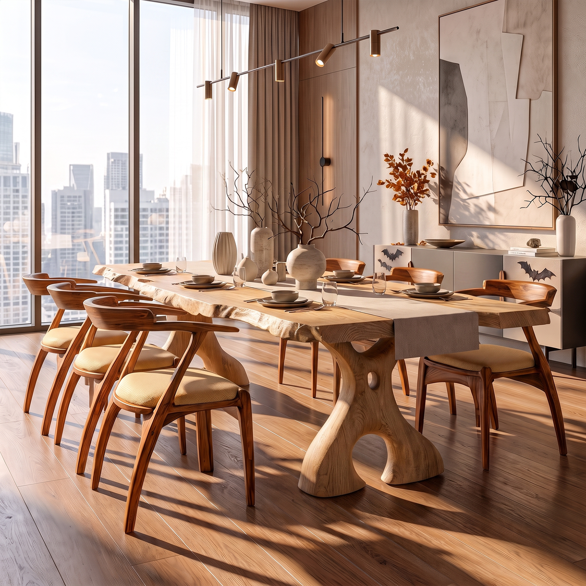 Rustic Halloween Dining Table With Irregular Edge Top For Dining Room