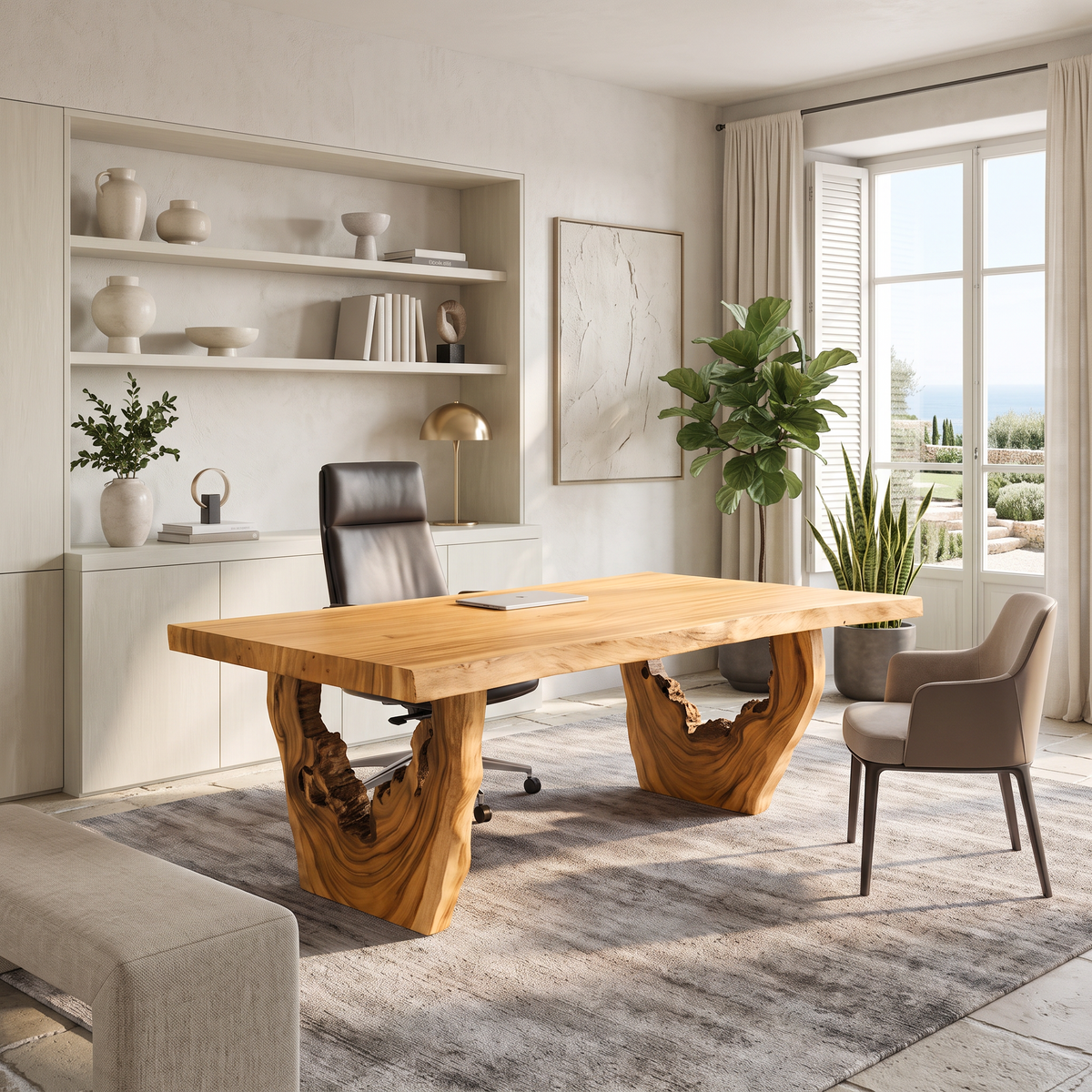 Organic Executive Desk With Flowing Curved Legs For Workspace