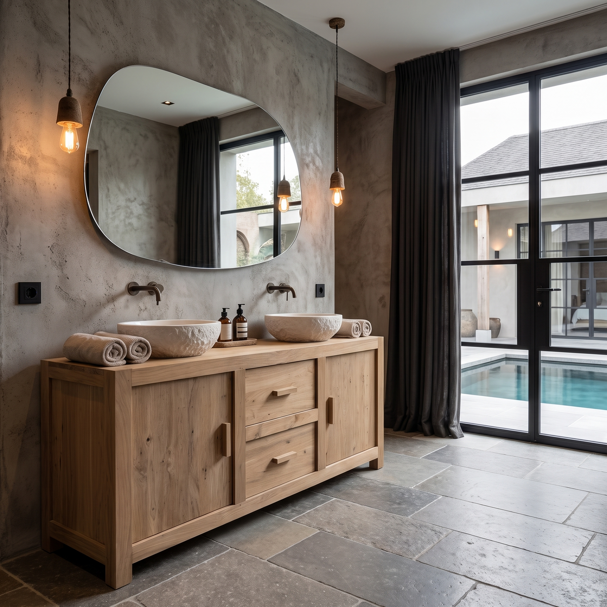 Contemporary Double Bathroom Vanity With Cabinet And Drawer Storage For Bathroom