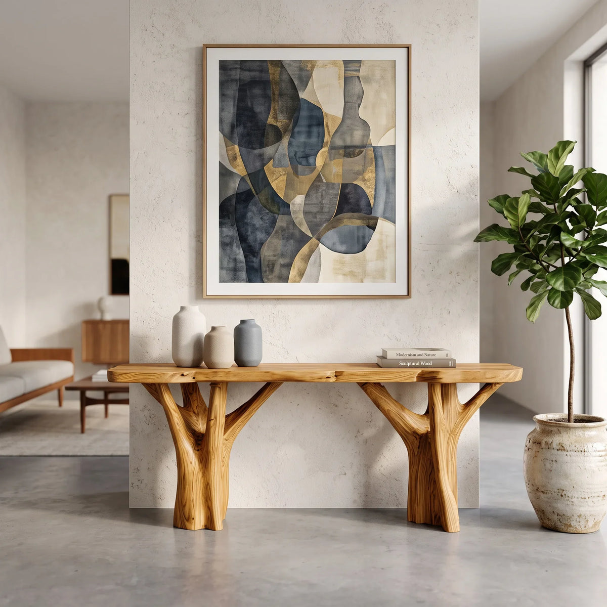 Live Edge Branch Console Table For Modern Hallway