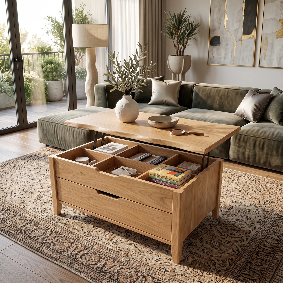 Farmhouse Lift Top Coffee Table Modern Family Room