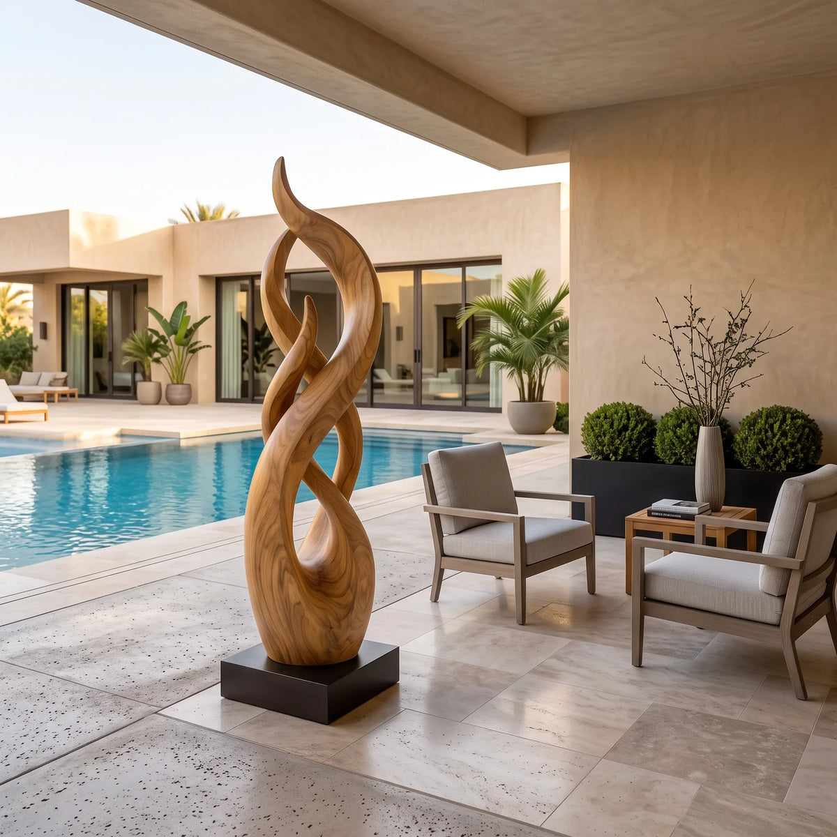 Rustic Abstract Wood Sculpture For Elegant Living Room Decor