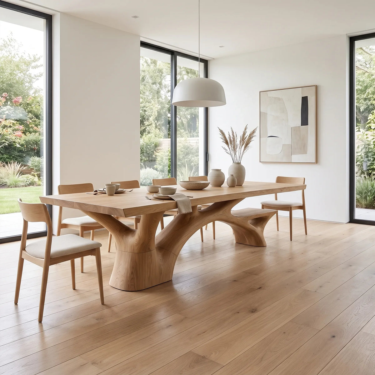 Minimal Dining Table Rectangle Dining Room Table Sculptural Branch Base For Dining Room