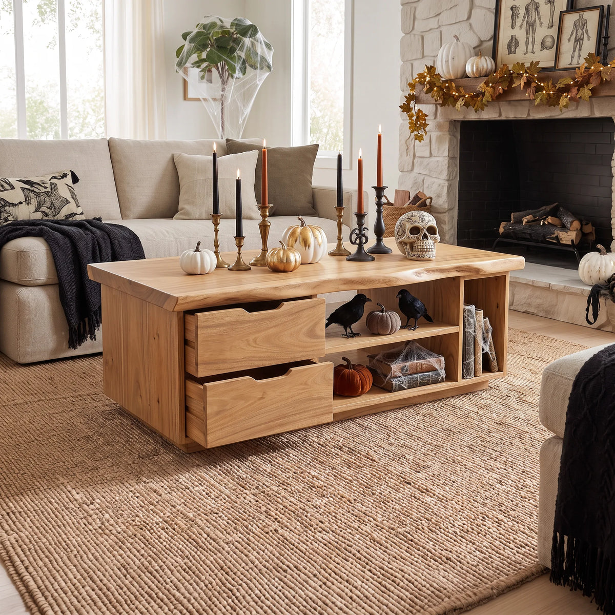 Organic Halloween Live Edge Coffee Table Modern Lounge