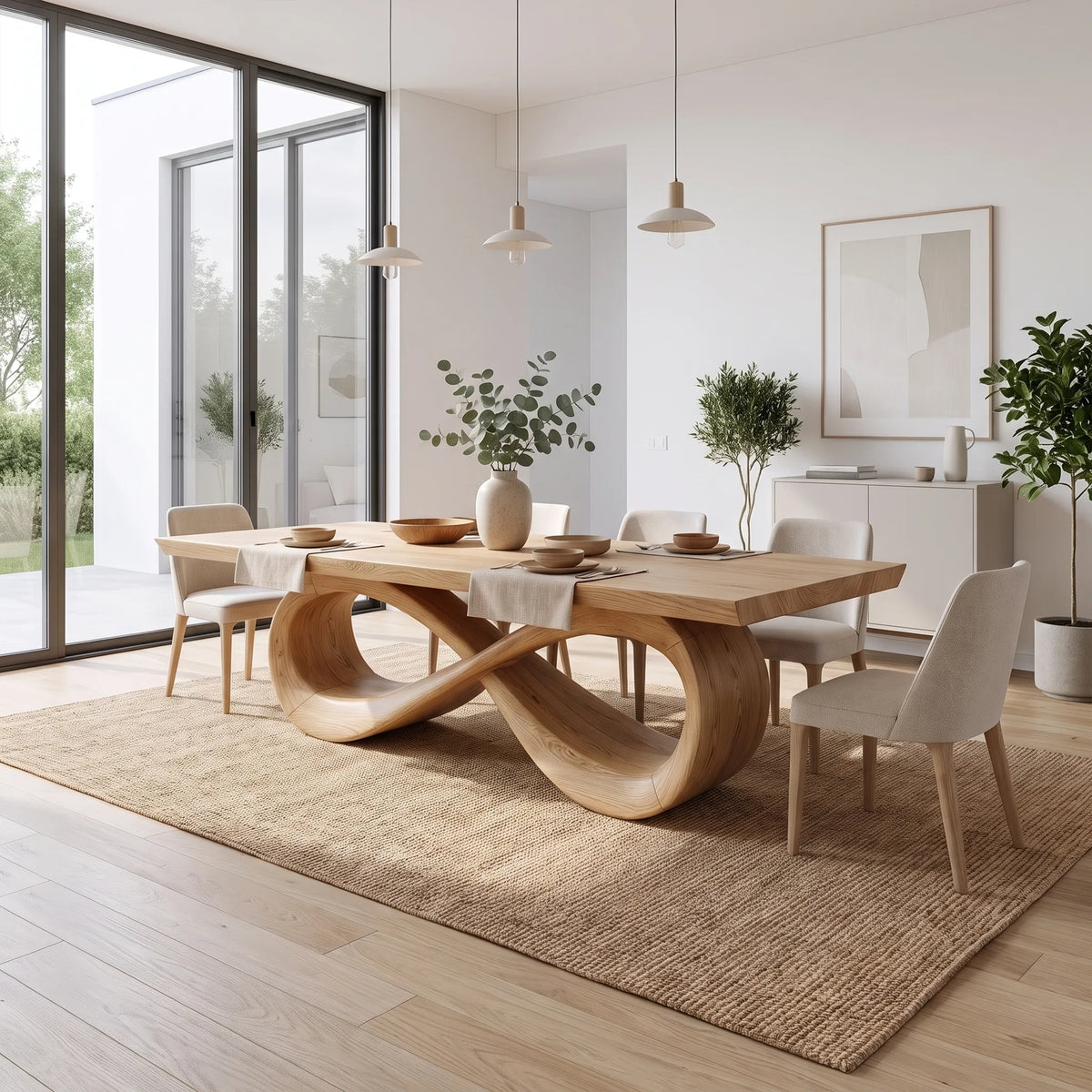 Serene Modern Dining Table Rectangle Dining Room Table Infinity Base For Dining Room