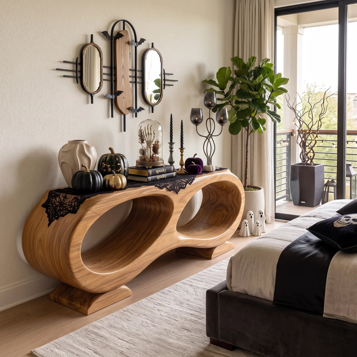 Mid Century Halloween Wooden Console Table Luxury Bedroom