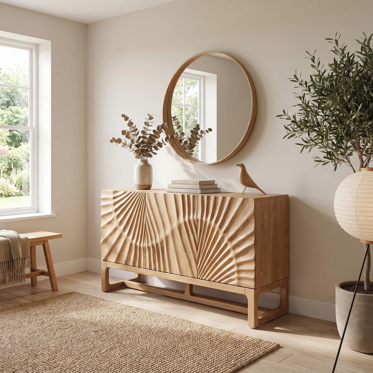 Artistic Sideboard Sideboard Storage Cabinet Modern Sideboard Sunburst Relief For Living Room