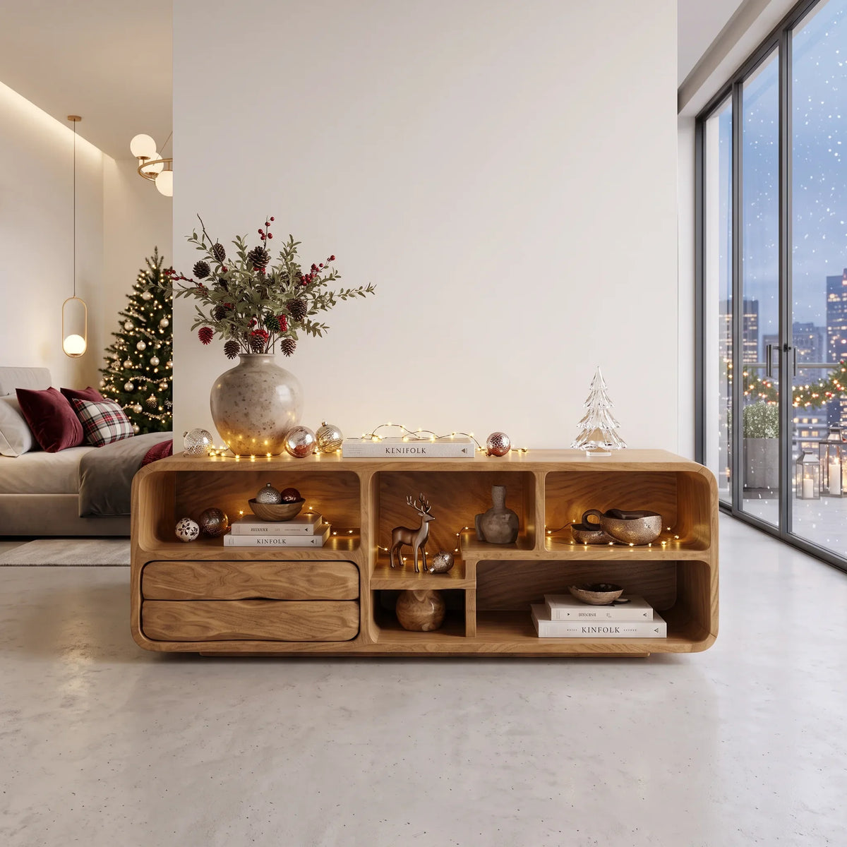 Scandinavian Nutcracker Sofa Table Cozy Bedroom