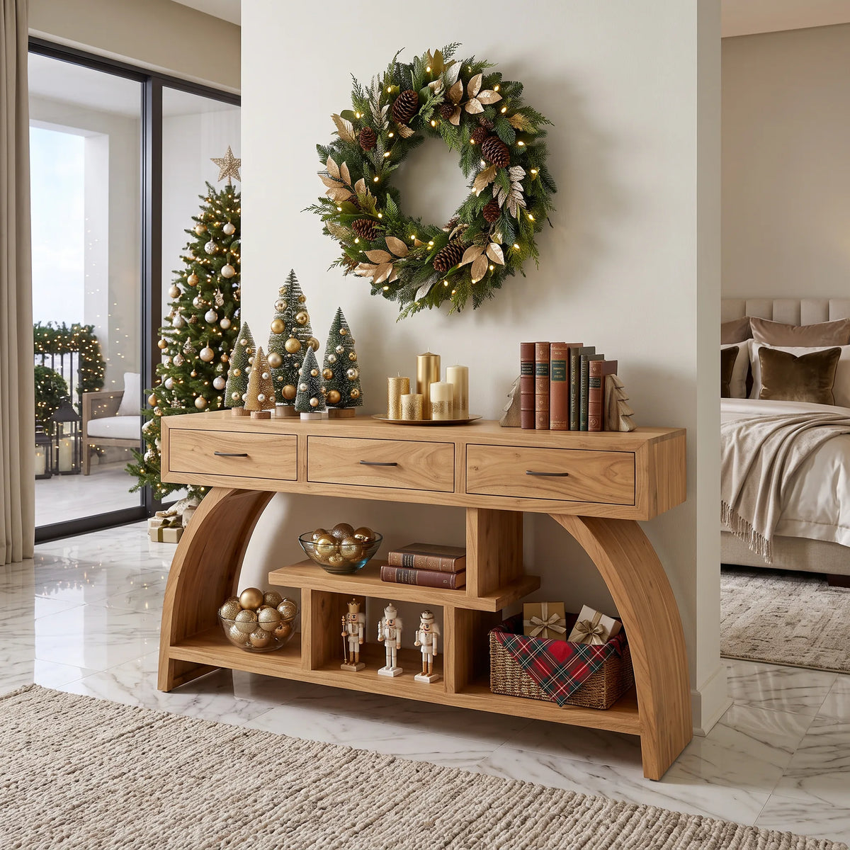 Organic Modern Xmas Console Table Living Room