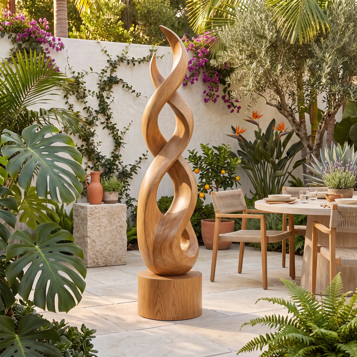 Organic Modern Wooden Sculpture For Luxury Entryway Decor