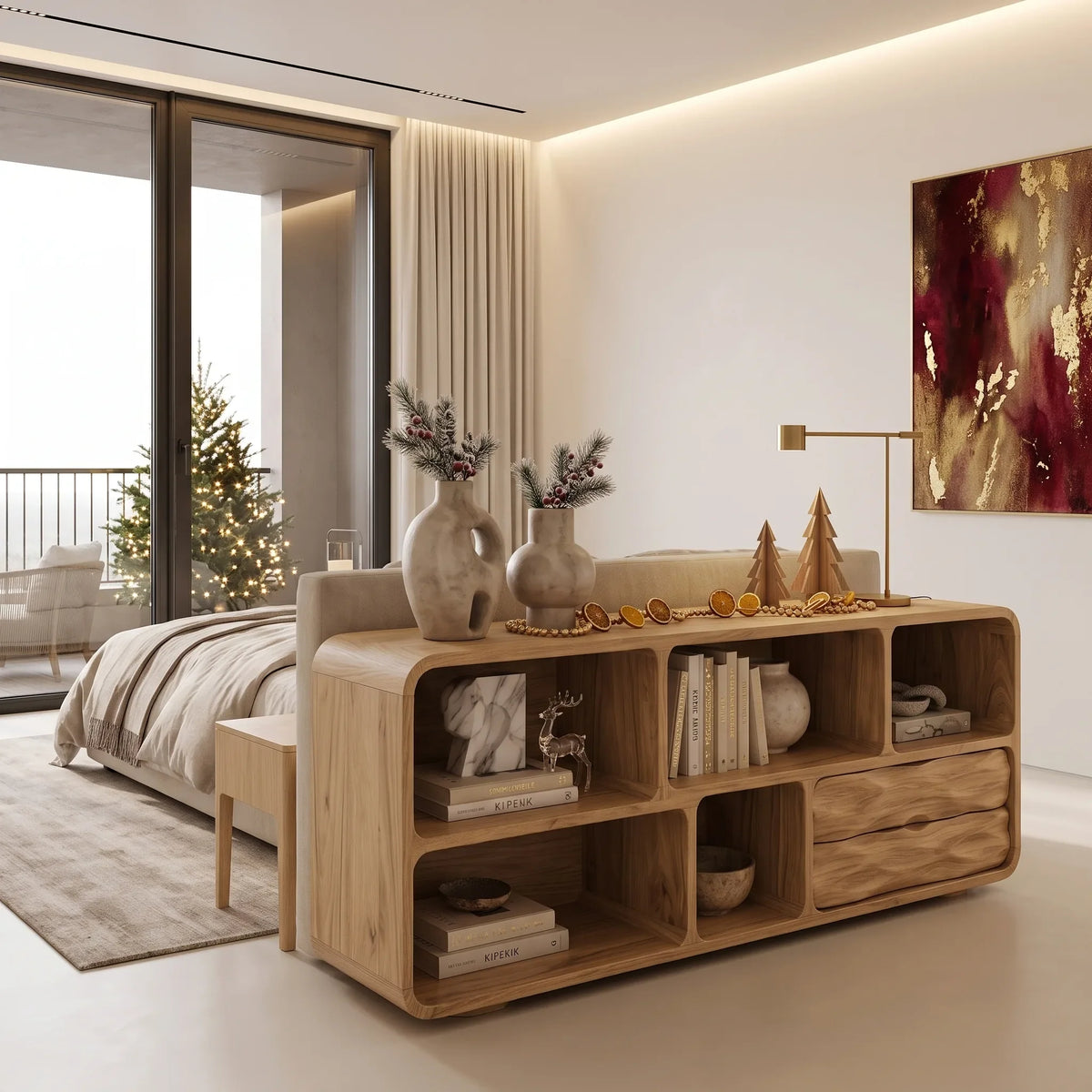 Mid Century Xmas Storage Console Table Living Room
