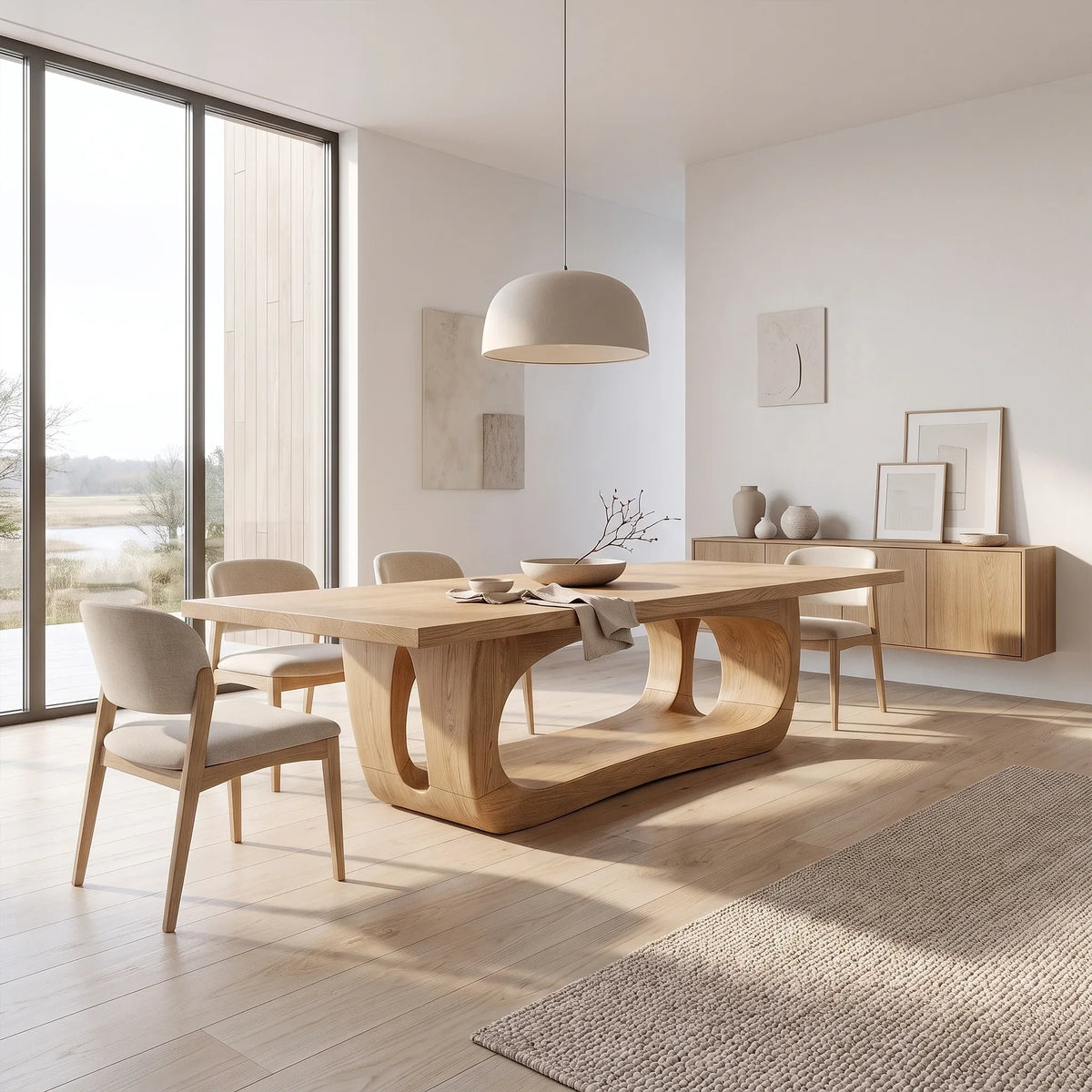 Artistic Dining Table Rectangle Dining Table Wooden Dining Table Open Frame Base For Dining Room